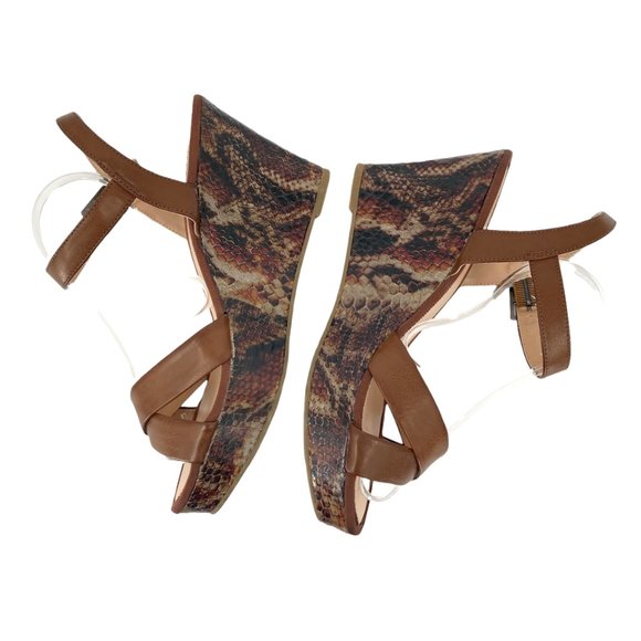 Mootsies Tootsies Molalitak Brown Snake Skin Wedge Sandals - Picture 7 of 10